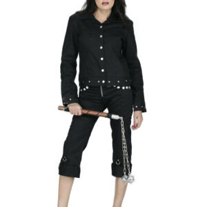 Solid Black Cotton Jacket-5380