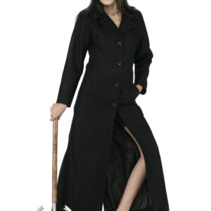 Stylish Floor Length Coat Women In Black-5332