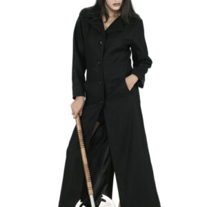 Stylish Floor Length Coat Women In Black-5331