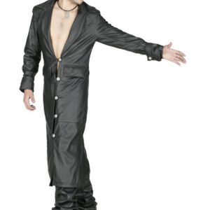 The vampire black long leather coat men-5427
