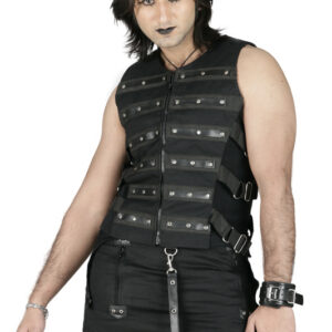 black steam punk men gothic cyber monday vest -6196