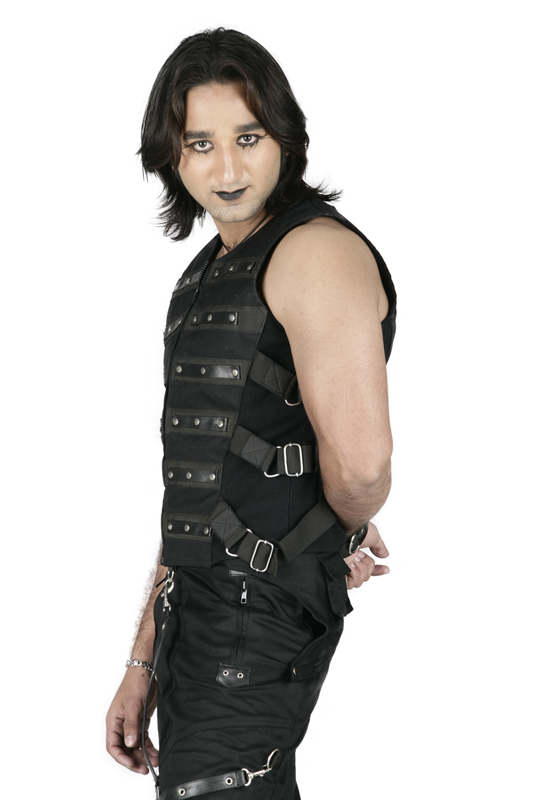 black steam punk men gothic cyber monday vest -6197