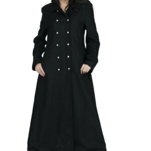 Charcoal Full Length Women Double Breasted Coat-5652