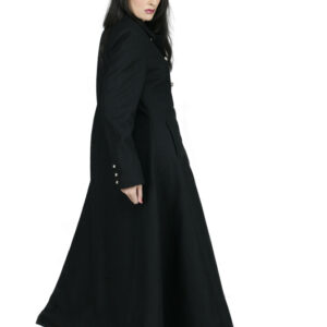 Charcoal Full Length Women Double Breasted Coat-5654