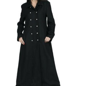 Charcoal Full Length Women Double Breasted Coat-5651