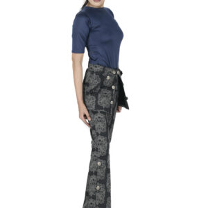 Dark grey Printed flare bootcut pants for Women-6069