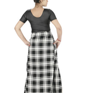 Fashion Women black and white plaid sarong skirt-6119