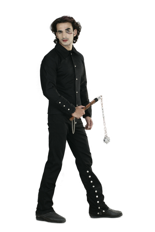 Gothic men corporate full sleeve dress black plain shirt-6476
