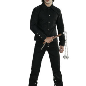 Gothic men corporate full sleeve dress black plain shirt-6473