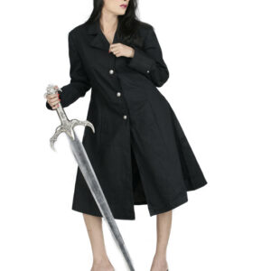 Grainlook Trench jacket black v-neck pea coat women-6180