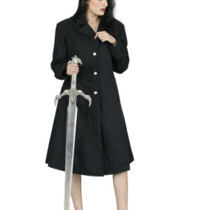 Grainlook Trench jacket black v-neck pea coat women-6177