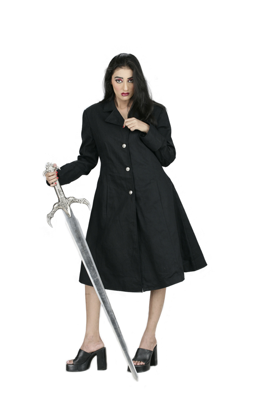 Grainlook Trench jacket black v-neck pea coat women-6178