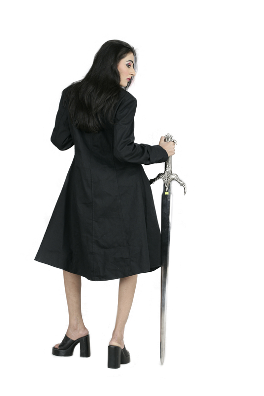 Grainlook Trench jacket black v-neck pea coat women-6179