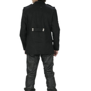 Men military style woolen black trench coat -6396