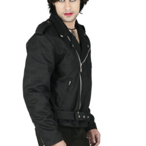 Men's gothic military summer black motorcycle jacket-6423