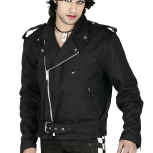 Men's gothic military summer black motorcycle jacket-6425