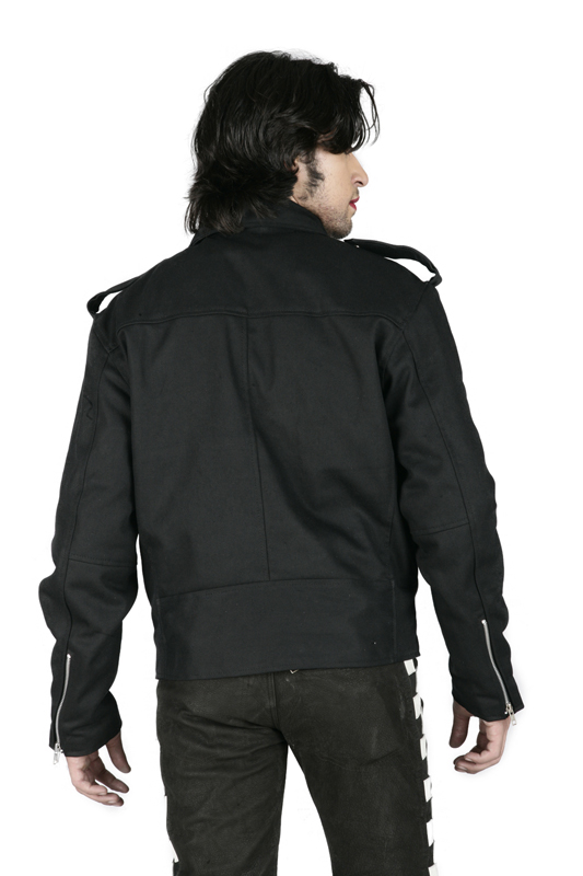 Men's gothic military summer black motorcycle jacket-6424