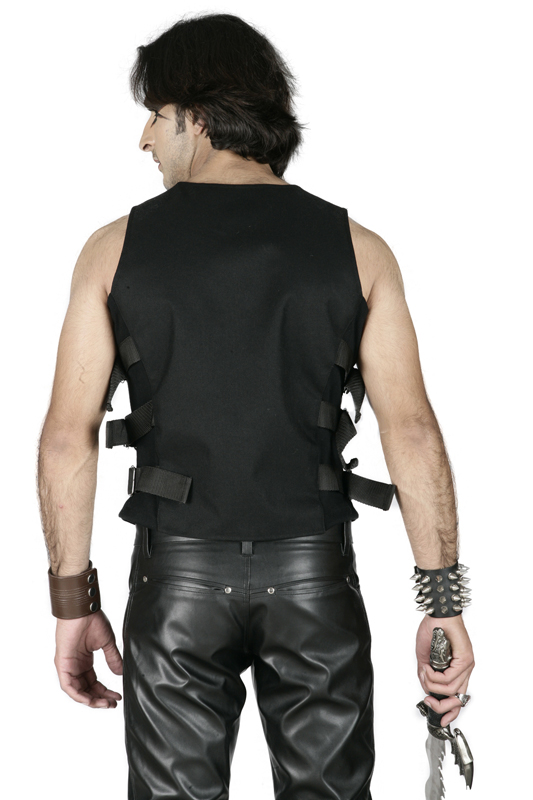 Men's LARP Cyber Style Gothic Vest with buckles-6261