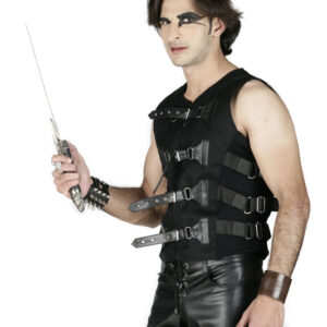 Men's LARP Cyber Style Gothic Vest with buckles-6262