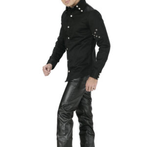 Men's long sleeve black slim fit shirt -6315