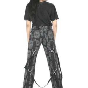 Modern Dark grey printed biker pant with straps-6085