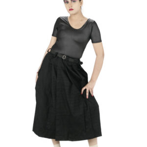 Motel Kozani Women's black pleated skirt with belt-6161