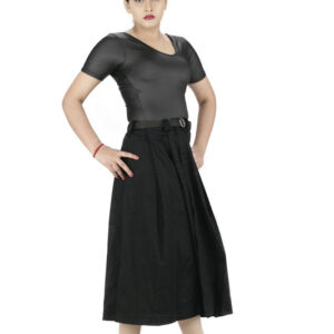 Motel Kozani Women's black pleated skirt with belt-6159