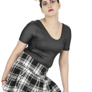 New Fashion Summer black and white high waist mini plaid skirt -6097