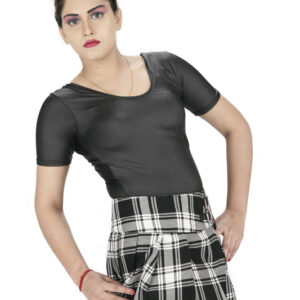 New Fashion Summer black and white high waist mini plaid skirt -6098