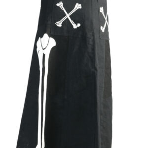 Punk Black Mystique women Skeleton long split skirt-6153