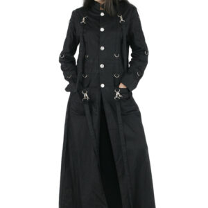 Punk Rave Black Full length Gothic Trench Coat for Women-5785