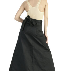 Punk style charcoal maxi skirt with slit -6222