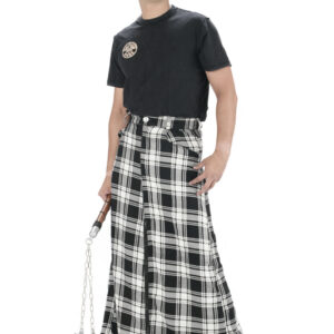 Scottish black and white men stitched long skirt-6140