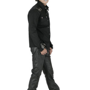 Slim fit straight over size leather pant-6208