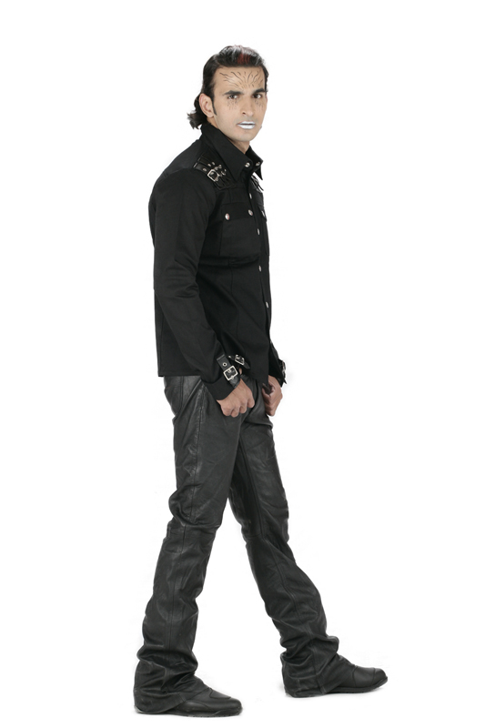 Slim fit straight over size leather pant-6208