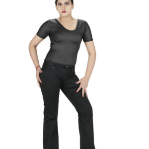 Solid Black bootcut pant-5929