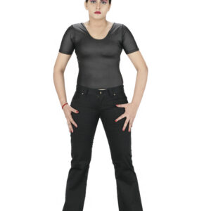 Solid Black bootcut pant-5931