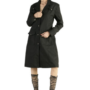 stylish gothic woman black wool long coat -6503