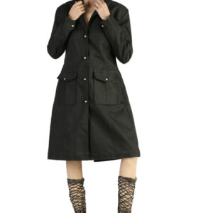 stylish gothic woman black wool long coat -6504