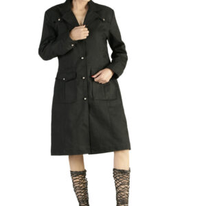 stylish gothic woman black wool long coat -6507