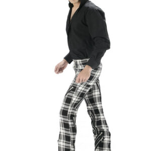 Stylish Men plaid punk Black and White tartan zip bondage pant-6124
