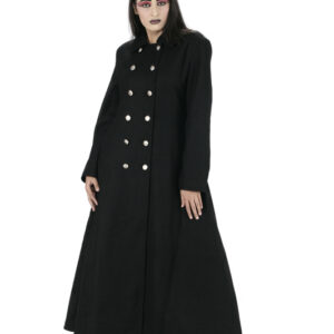 Vintage Inspired Black Double Breasted Wool Coat-5695