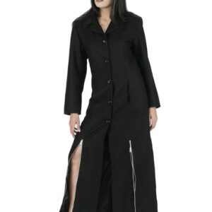 Women Black Goth Punk Vampire Jacket Trench Coat Halloween Long Coat-5762