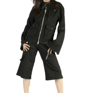 Women Frank Lyman Black 4 pocketed zipper coat-6441