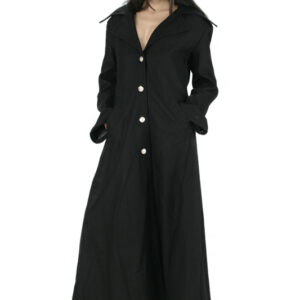 Women Gothic Trench Long Coat with Silver Buttons-5770