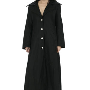 Women Gothic Trench Long Coat with Silver Buttons-5773