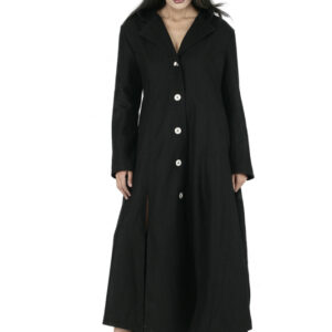 Women Gothic Trench Long Coat with Silver Buttons-5775