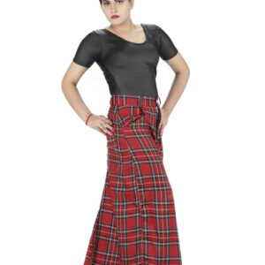 women plaid flap pocket Scottish red plaid pant-6002