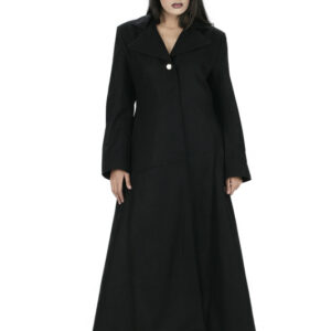 Wool Black Full Length Coats For Women-5731