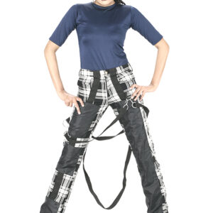 zip Bondage black and white plaid pant -6129
